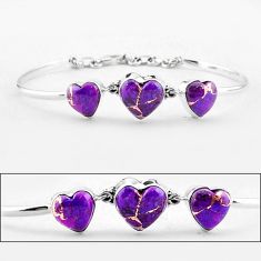 15.78cts purple copper turquoise 925 sterling silver heart bracelet t92662