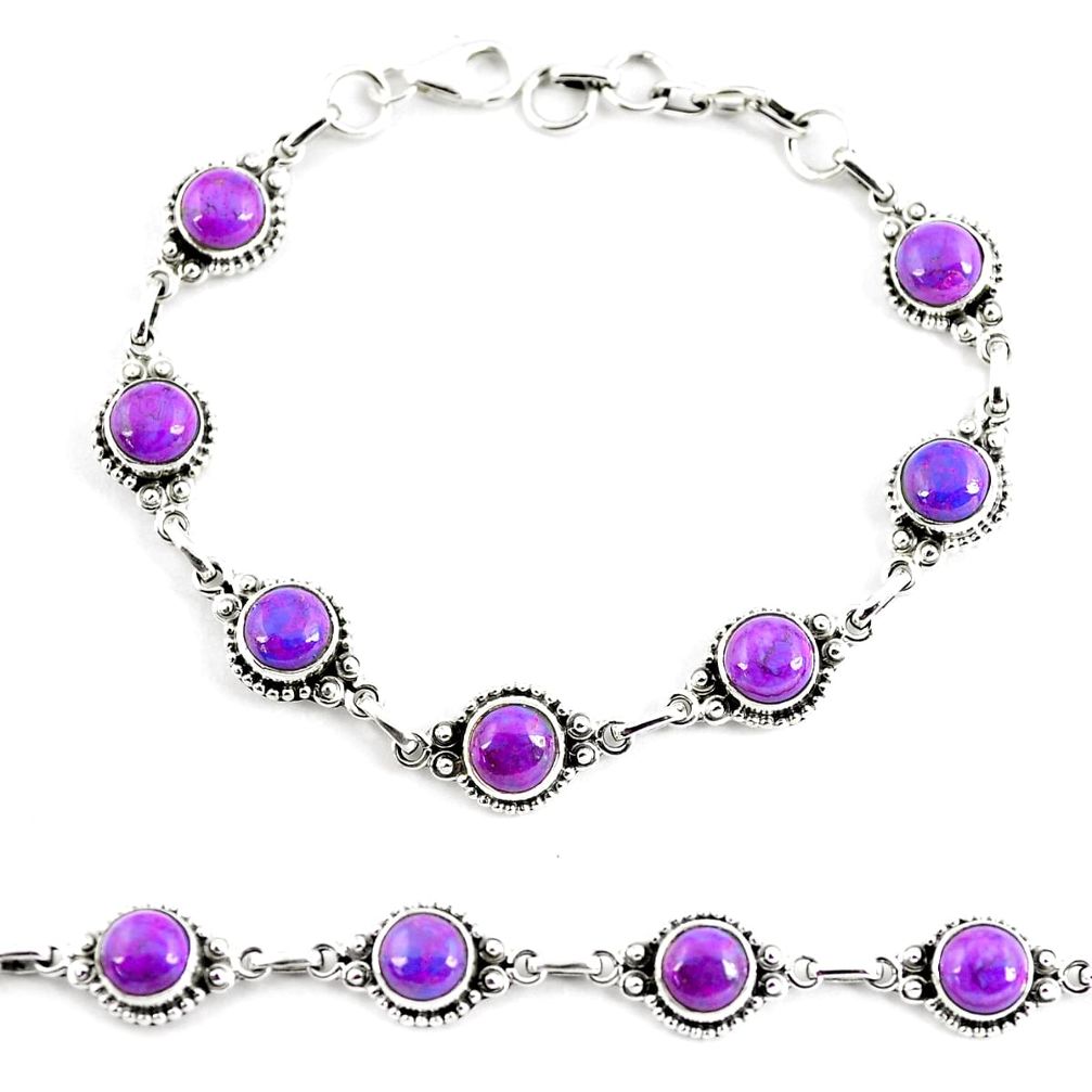 14.91cts purple copper turquoise 925 sterling silver tennis bracelet p65122