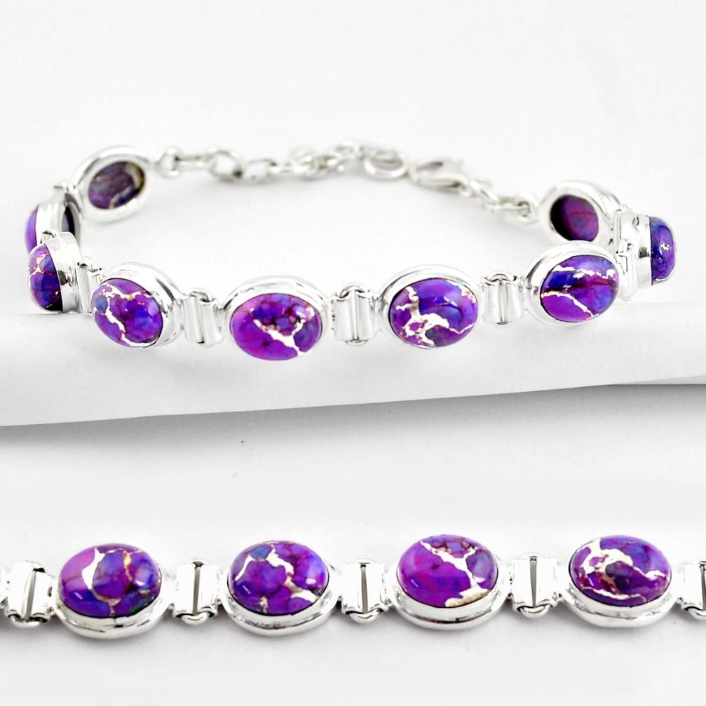 36.26cts purple copper turquoise 925 sterling silver tennis bracelet r38843