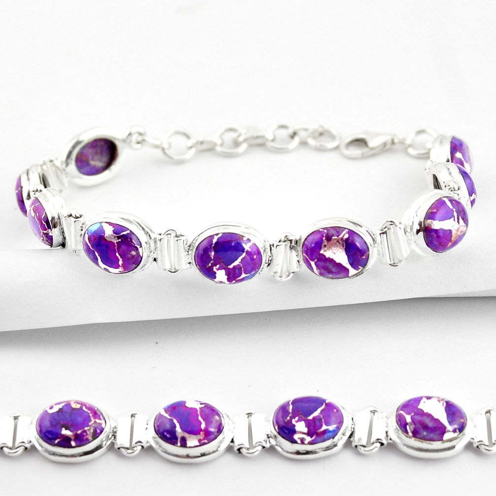 34.91cts purple copper turquoise 925 sterling silver tennis bracelet r38846