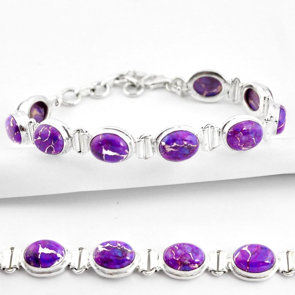 35.73cts purple copper turquoise 925 sterling silver tennis bracelet r38848