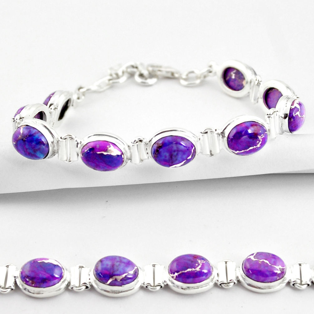 36.67cts purple copper turquoise 925 sterling silver tennis bracelet r38850