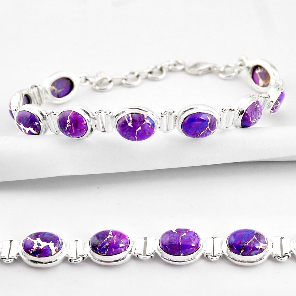 35.38cts purple copper turquoise 925 sterling silver tennis bracelet r38854