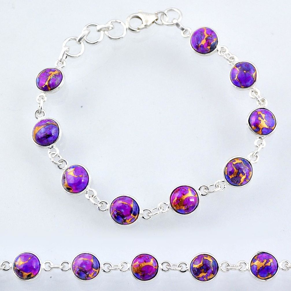 22.04cts purple copper turquoise 925 sterling silver tennis bracelet r55115