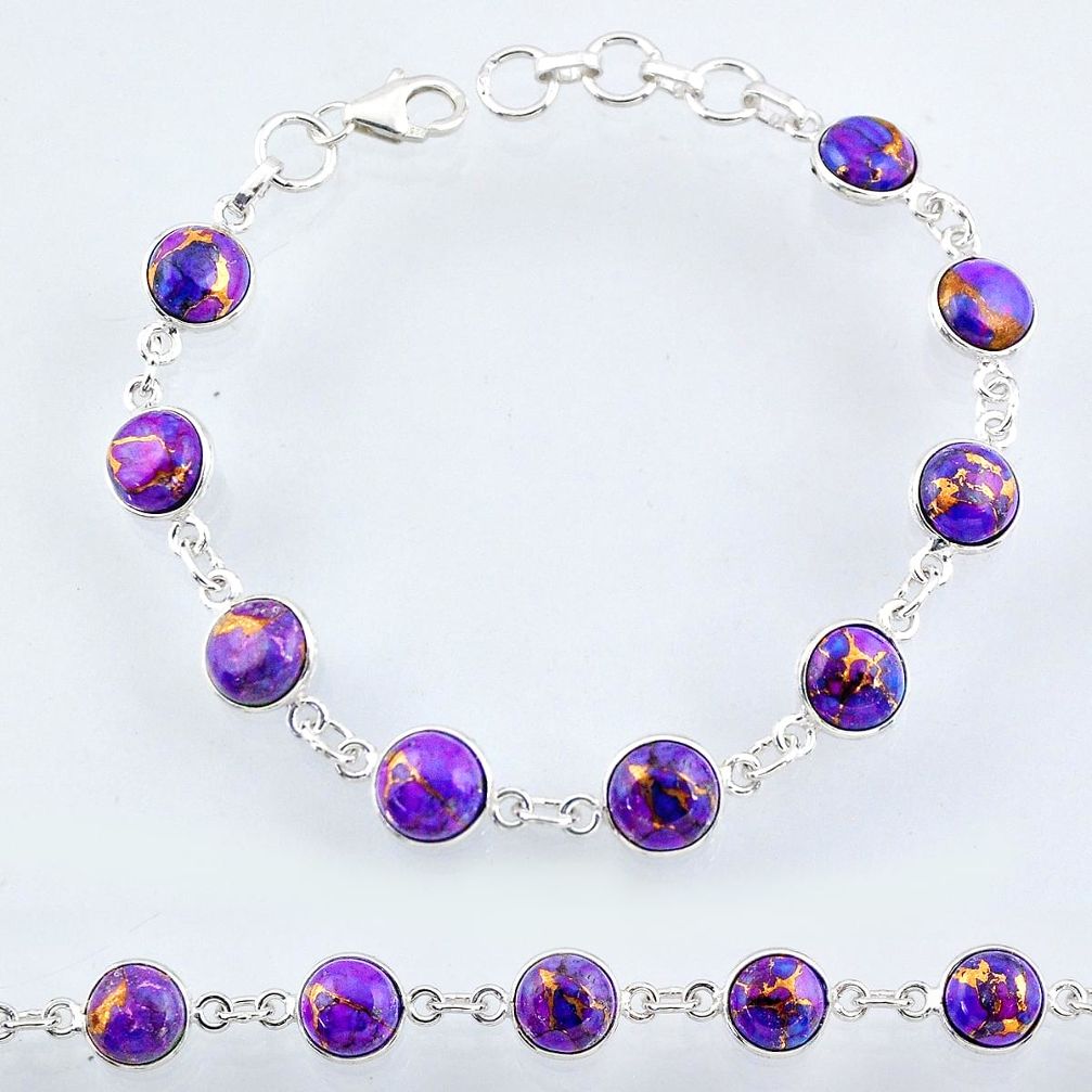 23.13cts purple copper turquoise 925 sterling silver tennis bracelet r55118