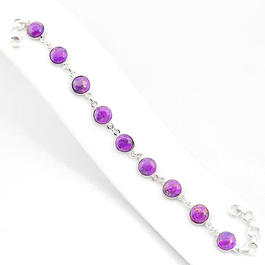 19.94cts purple copper turquoise 925 sterling silver tennis bracelet r84930