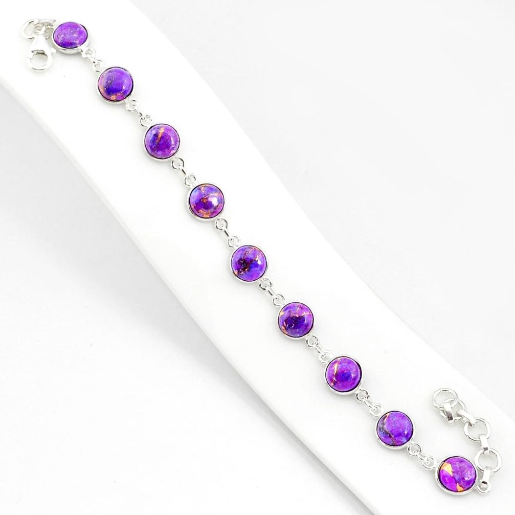 20.88cts purple copper turquoise 925 sterling silver tennis bracelet r84932