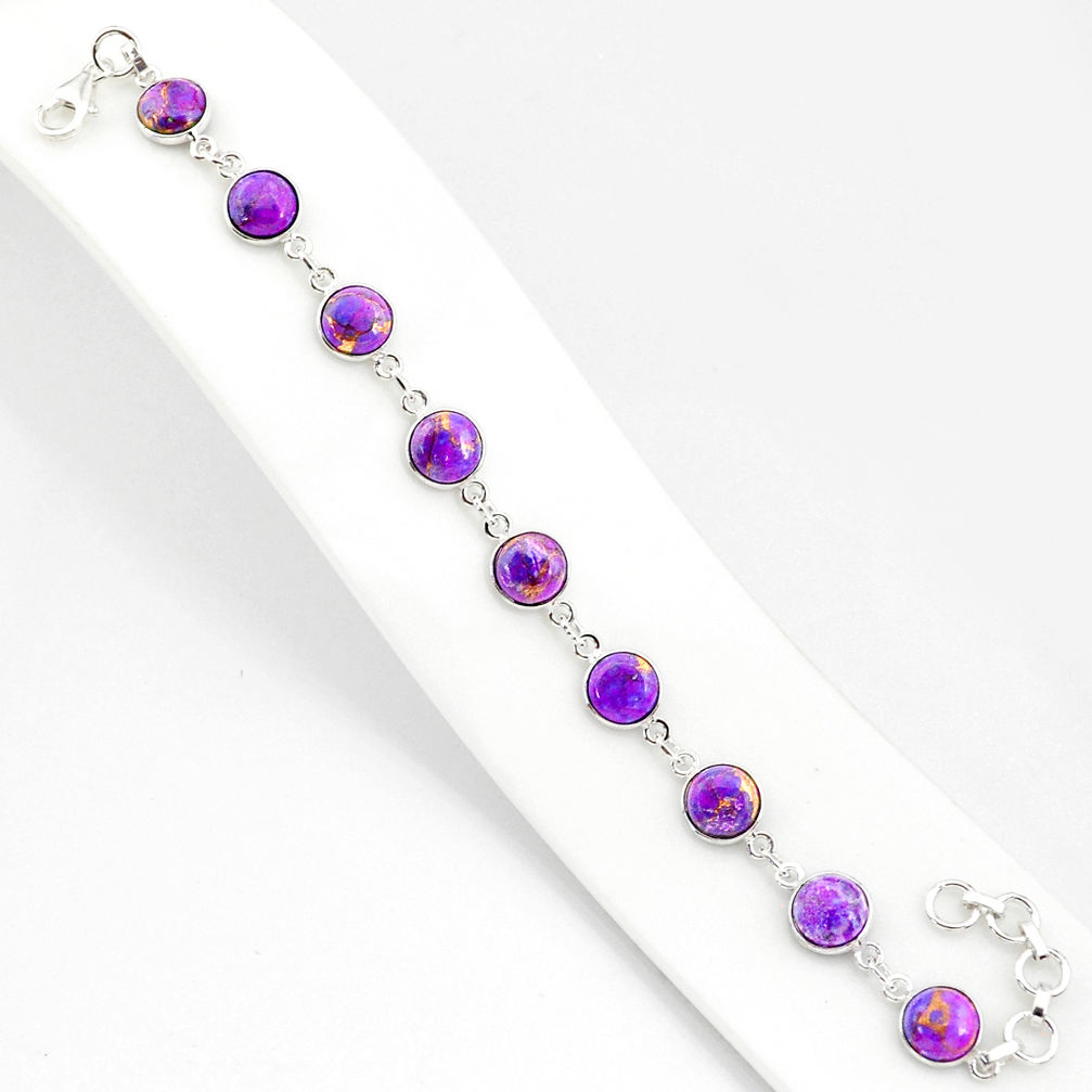 19.99cts purple copper turquoise 925 sterling silver tennis bracelet r84934