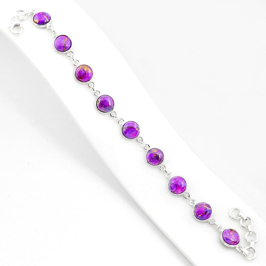 20.31cts purple copper turquoise 925 sterling silver tennis bracelet r84936