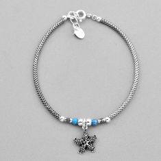 Silver 1.05cts adjustable sleeping beauty turquoise star fish bracelet n20311