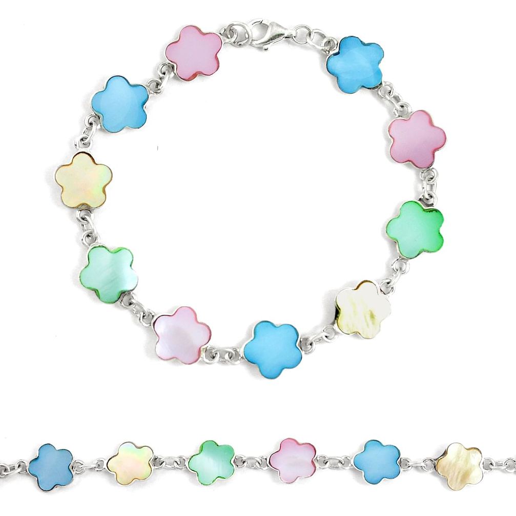 Silver 5.69gms multi color blister pearl enamel tennis bracelet a94915 c13884