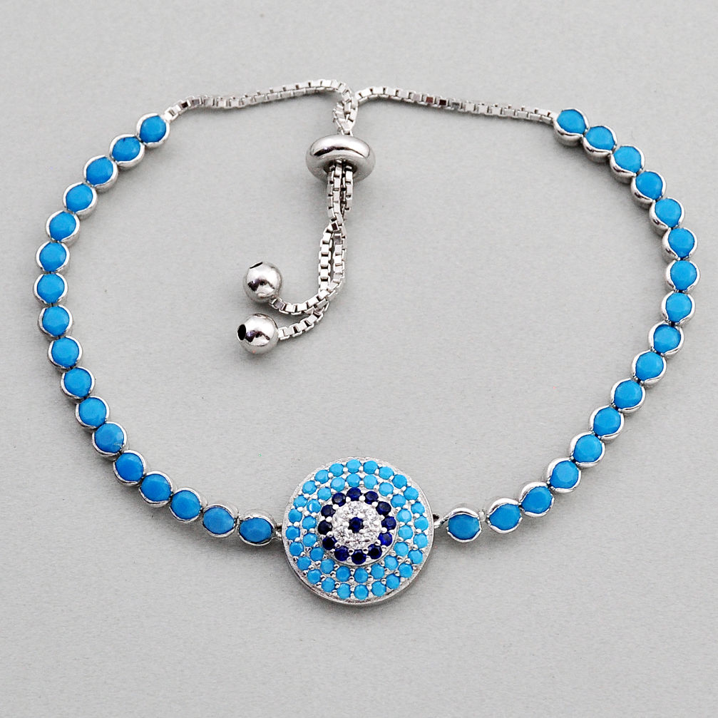 11.22cts sleeping beauty turquoise sapphire silver adjustable bracelet y83698