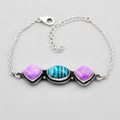 16.37cts tennis amazonite (hope stone) phosphosiderite silver bracelet n49132