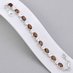 20.06cts tennis brown smoky topaz 925 sterling silver bracelet jewelry n34311