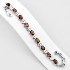 21.67cts tennis brown smoky topaz 925 sterling silver bracelet jewelry n37913