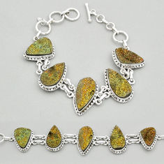 50.35cts tennis golden druzy pear 925 sterling silver bracelet jewelry y18856