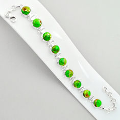 39.12cts tennis green copper turquoise 925 sterling silver bracelet u24907