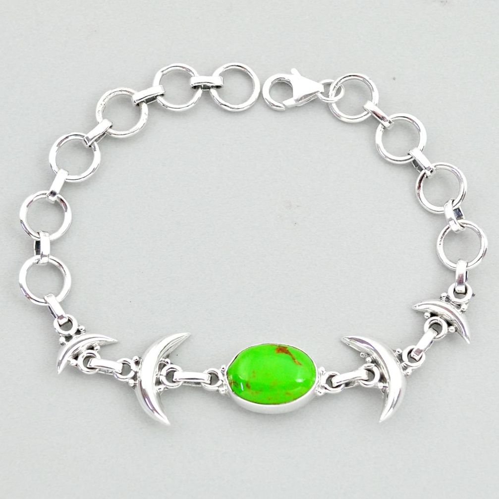 6.43cts tennis green copper turquoise 925 sterling silver moon bracelet t38849