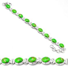 35.38cts tennis green copper turquoise oval 925 sterling silver bracelet u71401