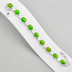 34.70cts tennis green copper turquoise oval 925 sterling silver bracelet y61341