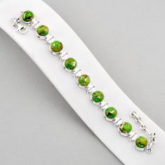 35.03cts tennis green copper turquoise oval 925 sterling silver bracelet y61348