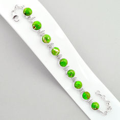 37.18cts tennis green copper turquoise round 925 sterling silver bracelet u24905