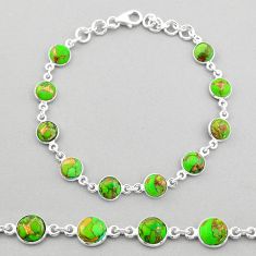 17.57cts tennis green copper turquoise round 925 sterling silver bracelet u3035