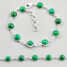 19.72cts tennis green jade round 925 sterling silver bracelet jewelry y57073