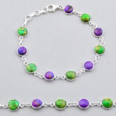 17.33cts tennis green purple copper turquoise 925 silver bracelet jewelry y25291