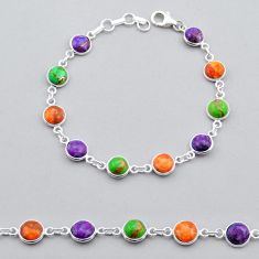 16.27cts tennis green purple red copper turquoise 925 silver bracelet y25281