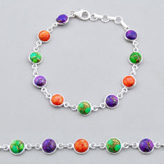 17.44cts tennis green purple red copper turquoise 925 silver bracelet y25282