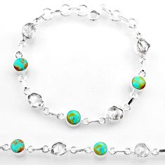 Tennis herkimer diamond arizona mohave turquoise 925 silver bracelet t59042