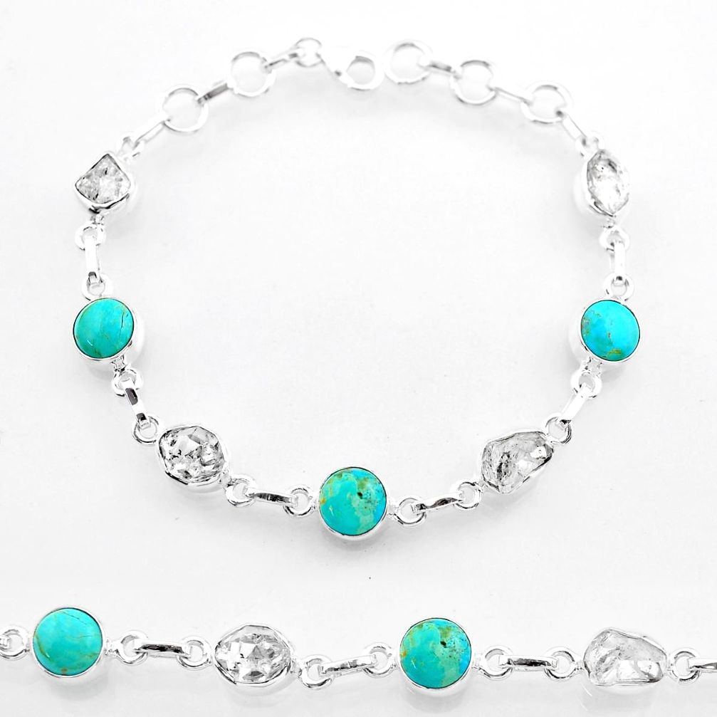 Tennis herkimer diamond arizona mohave turquoise 925 silver bracelet t59044