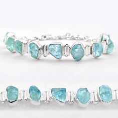 40.59cts tennis natural aqua aquamarine rough 925 silver bracelet jewelry t83617