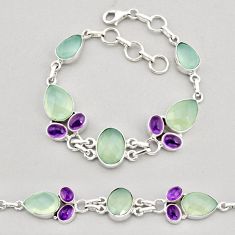 31.14cts tennis natural aqua chalcedony oval amethyst 925 silver bracelet y74506