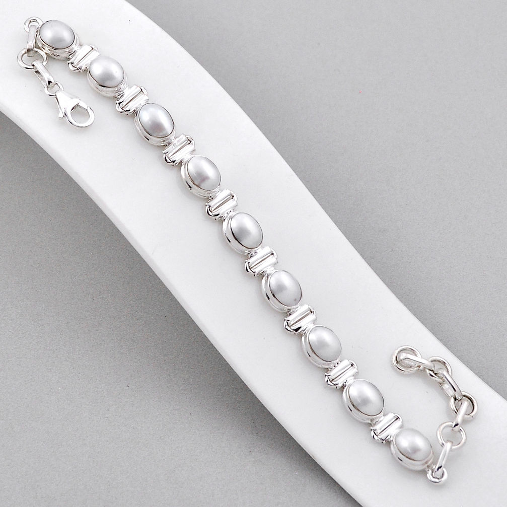 18.81cts tennis natural aqua pearl 925 sterling silver bracelet jewelry n34286