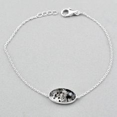 5.15cts tennis natural black dot quartz 925 sterling silver link gemstone bracelet u8474