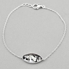 6.29cts tennis natural black dot quartz 925 sterling silver link gemstone bracelet u8476