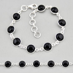 22.00cts tennis natural black onyx 925 sterling silver bracelet jewelry y68481