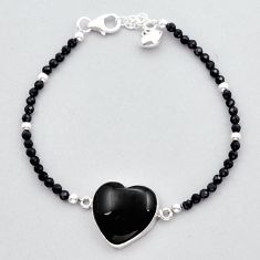 20.42cts tennis natural black onyx heart 925 sterling silver bracelet y14608