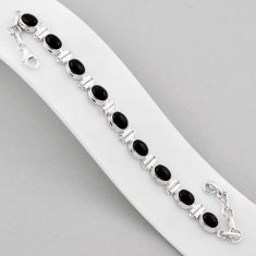 20.24cts tennis natural black onyx oval sterling silver bracelet jewelry n37680