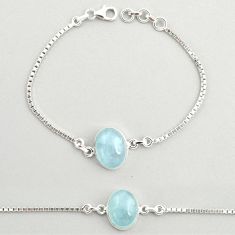 10.55cts tennis sea life natural blue aquamarine 925 sterling silver bracelet u25741