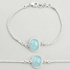10.28cts tennis natural blue aquamarine 925 sterling silver bracelet u25742