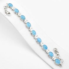 28.95cts tennis natural blue aquamarine 925 sterling silver bracelet u29745