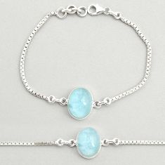 10.00cts tennis natural blue aquamarine oval 925 sterling silver bracelet u25751