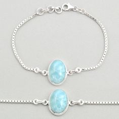 12.02cts tennis natural blue aquamarine oval 925 sterling silver bracelet u25752