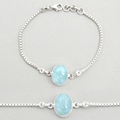 9.92cts tennis sea life natural blue aquamarine oval 925 sterling silver bracelet u25754