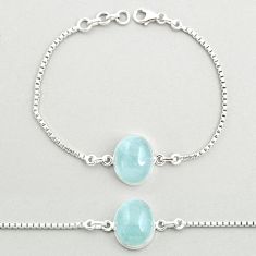 12.04cts tennis natural blue aquamarine oval 925 sterling silver bracelet u25755