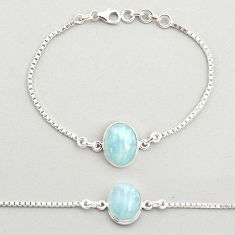 9.93cts tennis natural blue aquamarine oval 925 sterling silver bracelet u25757
