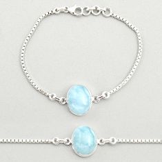 10.54cts tennis natural blue aquamarine oval 925 sterling silver bracelet u25758